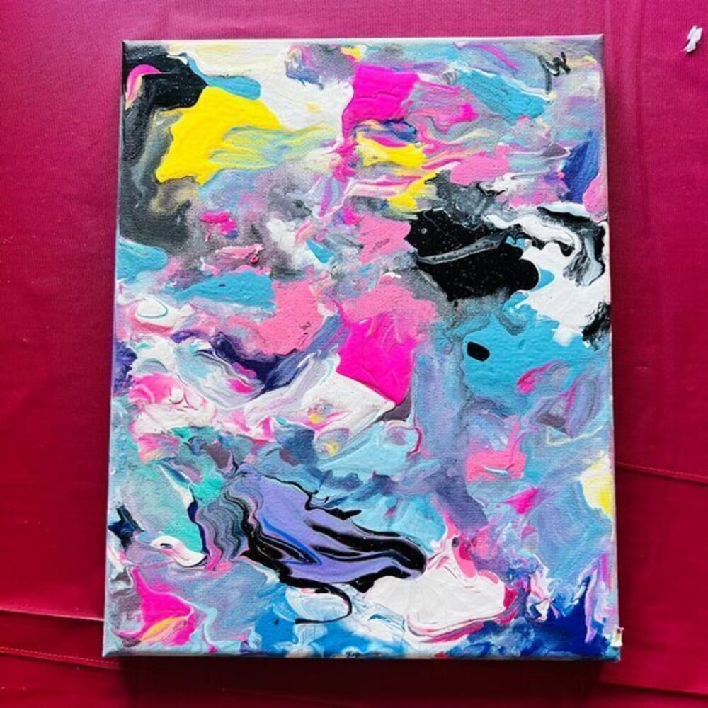 Limited Edition Original Abstract Painting Canvas Art Painting 8”by10” Fluid Art